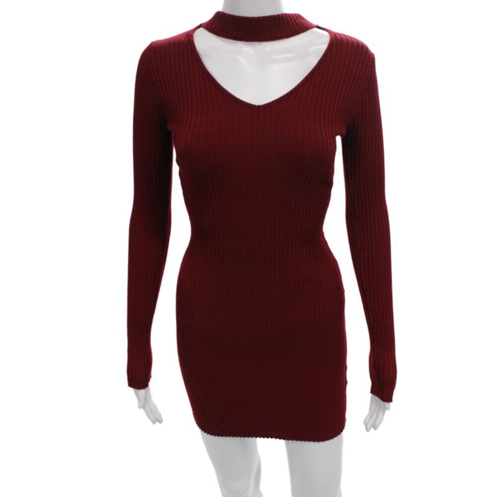 Seek The Label Womens Bodycon Sweater Mini Dress Red Size S
